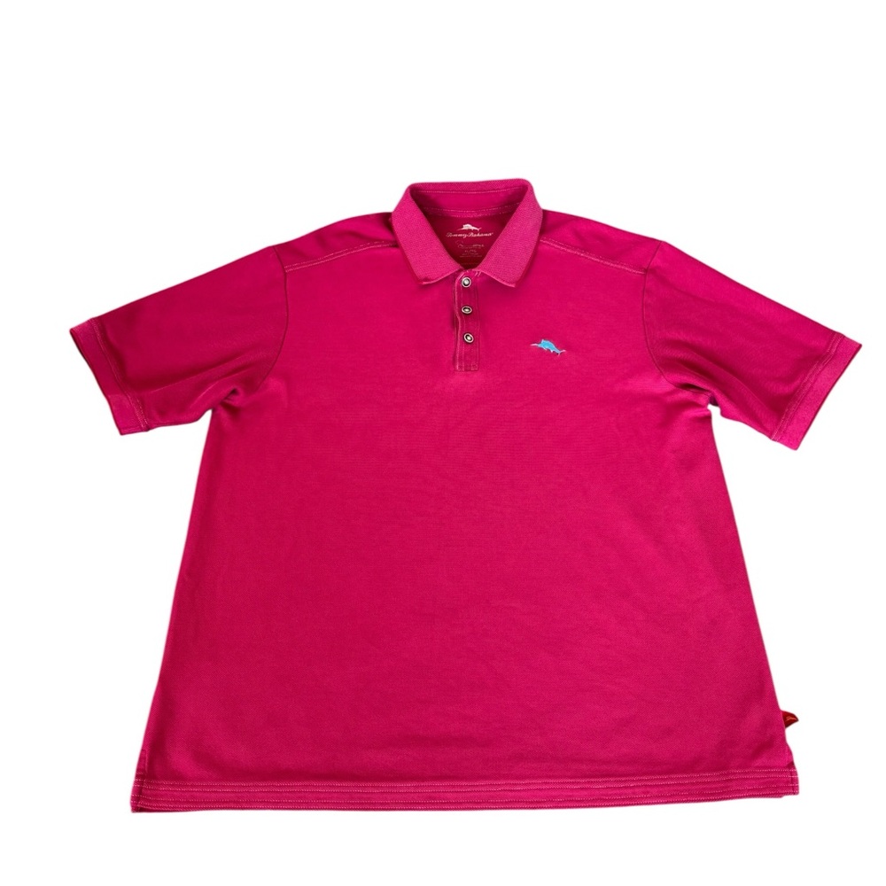 Tommy Bahama Men’s Fuchsia Pink Short‎ Sleeve Polo Shirt Size XL Supima Cotton
